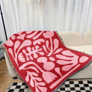 Pink Red Matisse Funky Throw Blanket